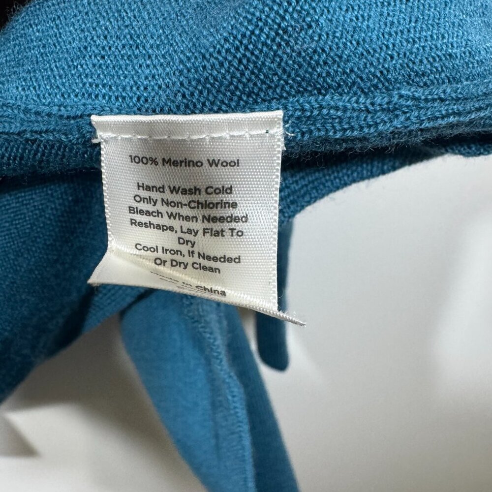 Talbots Womans 2Xp Open Front Pure Merino Wool Cardigan Sweater Teal Office Knit - Picture 5 of 5
